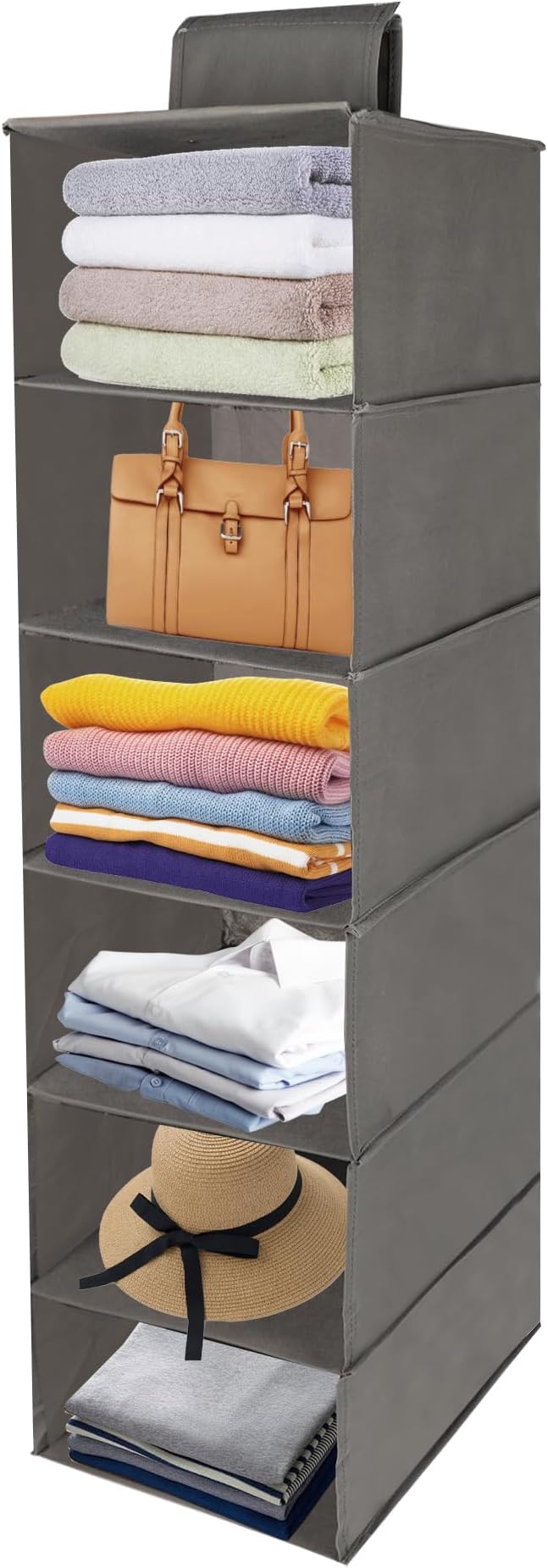 Hanging Shelves Hanging Closet Organizers and Storage 43-inch Non-Woven Fabric Hanging Closet Shelves for Wardrobe and Shoe Cabinet for Storing Clothes and Shoes.(2pcs 6-Tier Light Grey)