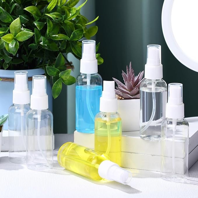 Zhehao 200 Pcs Small Spray Bottle Bulk 2 oz Plastic Mist Spray Bottles for Essential Oils Fine Mist Sprayer Reusable Refillable Portable Travel Containers for Perfume Cleaning Samples(Clear)