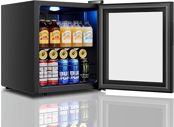 Yeego Beverage Refrigerator Cooler, 65 Cans Drink Mini Fridge with Glass Door for Soda Beer or Wine, Beverage Cooler with 34°F-54°F Digital Temperature Control for Home, Office, Bar