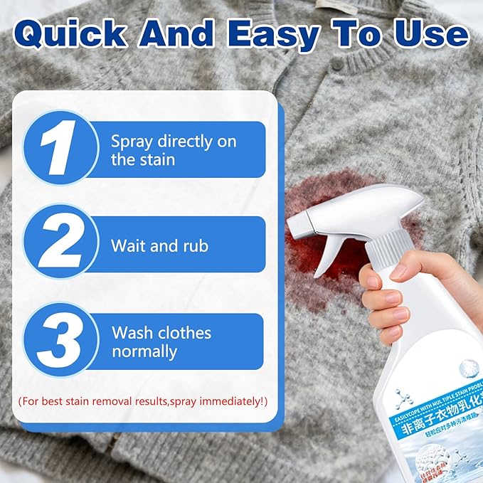Stain Remover - Chinese Version, Dry Clean on the Go Stain Remover Spray, 300m Laundry Stain Remover Spray,Removal Grease for Clothes Shoes Laundry-Package and Manual in Chinese