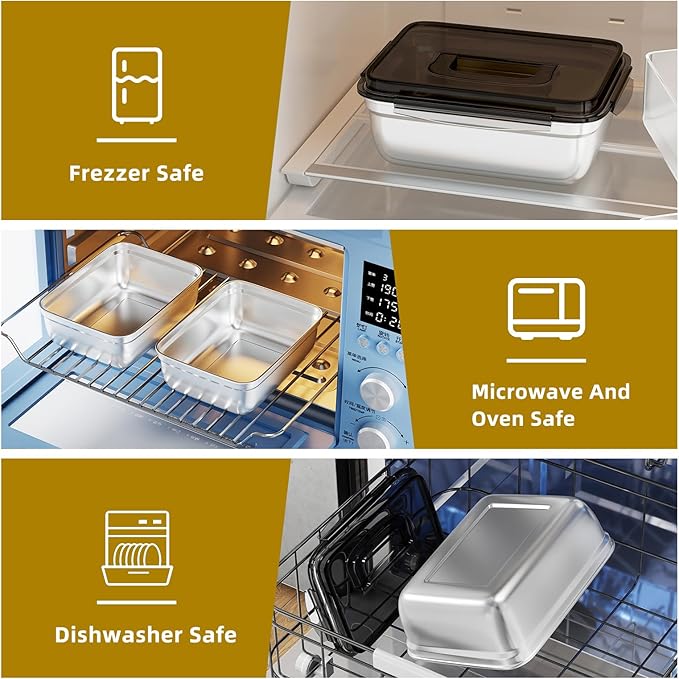 food prep stainless steel containers, turkey container, freezer safe, oven safe, suitable for open flame and induction stove, ideal for pickling kimchi (15000ML/529OZ)