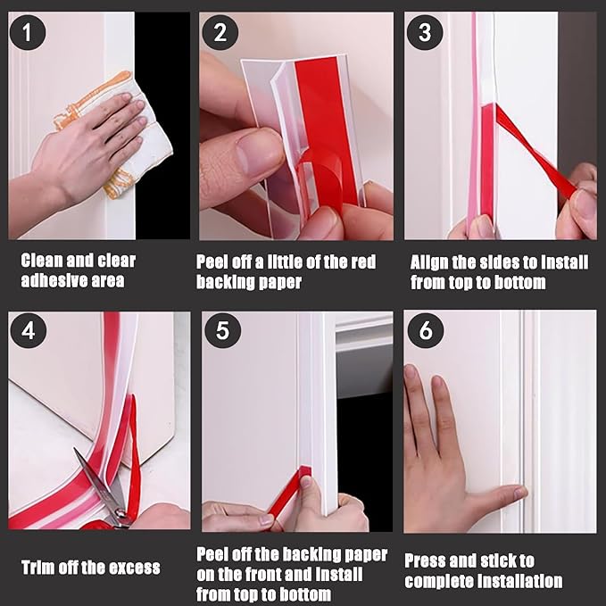 Upgrade T-Shaped Door Draft Stopper, Clear Silicone Seal Strip Weather Stripping for Side of Door Frame (1.97" Wide X 20 Ft Elder)