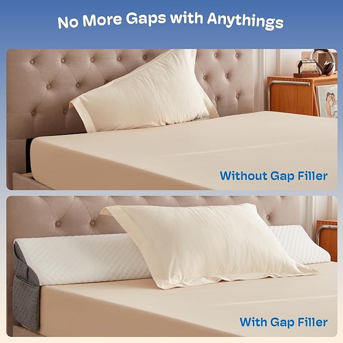 Full Size Bed Wedge Pillow Headboard, Pillow Wedge for Headboard Gap(0-8"), Mattress Gap Filler Wedge, Stop Items Falling and Get Quality Sleep,Ergonomic Design, Non-Slip, Breathable(54"X10"X6")