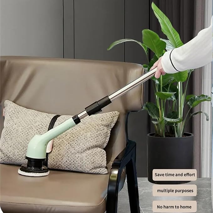 Cordless Electric Spin Scrubber, 360 Rotating Handheld Bathroom Scrubber with 9 Replaceable Cleaning Brush Heads 90Mins Work Time for Cleaning Kitchen,Tile,Tub Floor,Sink,Window,Stove(Green)