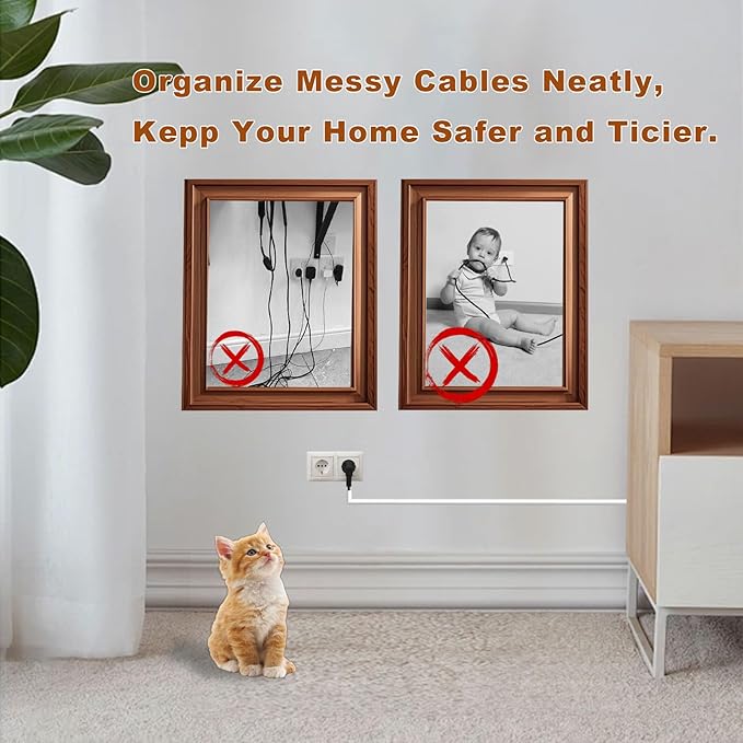 118" Silicone Cord Hider Wall Wall Cord Hider(1/4" Diameter) Cord Organizer Cord Covers Raceway Kit for Wires Hider Cable Management Under Desk W 0.54”× H 0.39”White