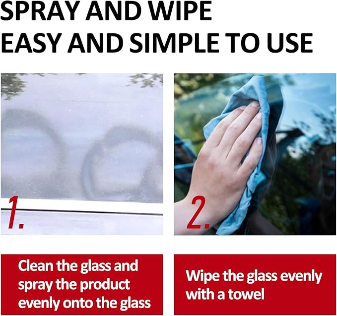 Glass Cleaner Spray - Helps Prevent Repels Rain for Exterior Car Windows