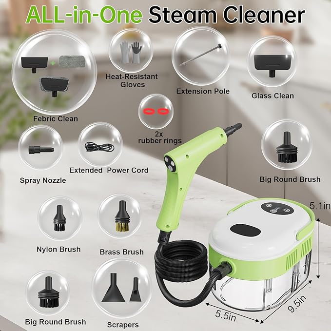Handheld Steam Cleaner for Home, 1.59QT Tank, 6 Adjustable Modes, High Pressure Steam Cleaner for Car Detailing, Steamer for Cleaning Bed Bugs, Couch, Furniture, Kitchen