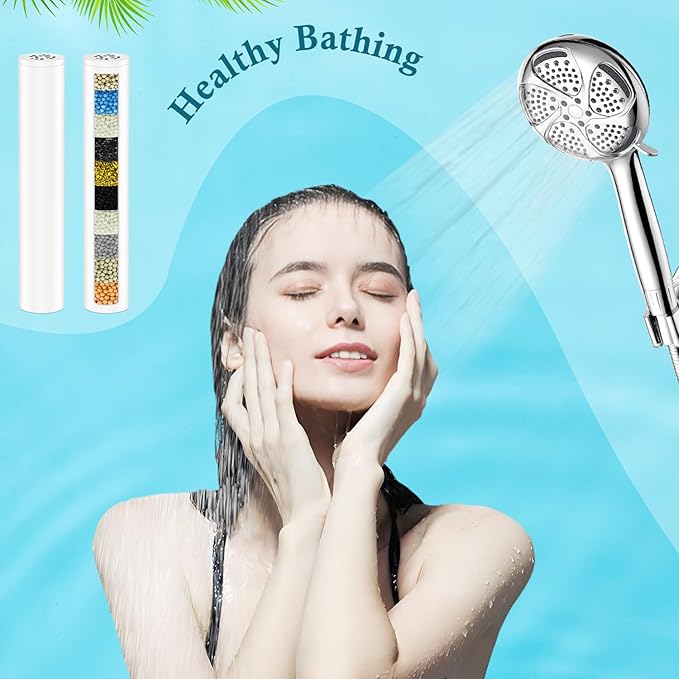 Multi-Stage Shower Filter Compatible with FEELSO High Pressure 7 Spray Shower Handheld, Hard Water High Efficiency Filter,4 Pack-Model Number 72210BC