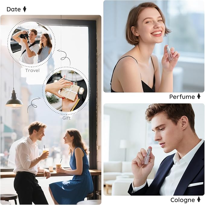 Segbeauty 20pcs 0.17oz Mini Spray Bottles Empty, Glass Perfume Bottles Refillable, 5ml Portable Travel Perfume Atomizer Fine Mist, Bulk Small Travel Cologne Sprayer Refill Bottle with Transfer Tool