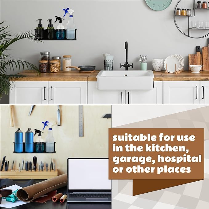 Therwen 4 Pcs 4 Holes All Purpose Steel Spray Bottle Holder Heavy Duty Spray Can Holder Rack Organizer Easy Install Wall Mount Paint Bottle Organizer Storage Rack for Garage Home Workspace