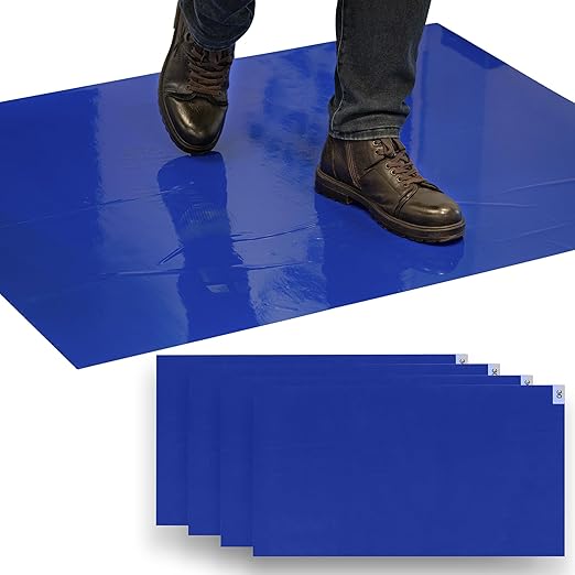 Sticky Mat - 24" x 36" - 120 Blue Sheets (Pack of 4 Mats - 30 Sheets per Mat) for Clean Rooms, Construction, Medical Facilities, Laboratories, Hospitals and Pets - Tacky Adhesive Mats