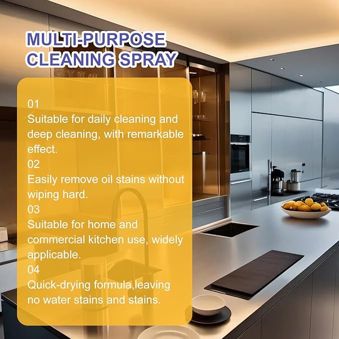 Heavy Duty Degreaser for Kitchen, 120ml Oil Stain Remover for Grease & Grime on Appliances, Countertops, Range Hoods & More, Multipurpose Cleaner