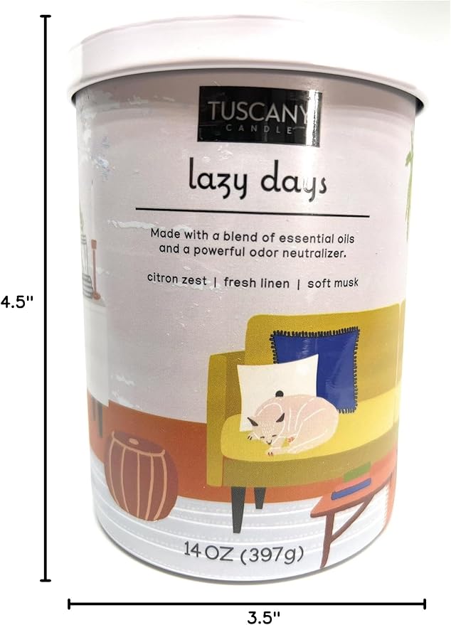 Tuscany Candle Lazy Days: Linen Scented Pet Odor Neutralizing Candle, 14 oz
