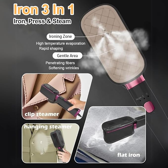 Portable Travel Steamer & Foldable Steamer Board Set, Heat Resistant Iron Board for High Pressure Clothes Steaming,1000W Fabric Wrinkle Remover, Portable 3-in-1 Iron with 15S Fast Heat-up