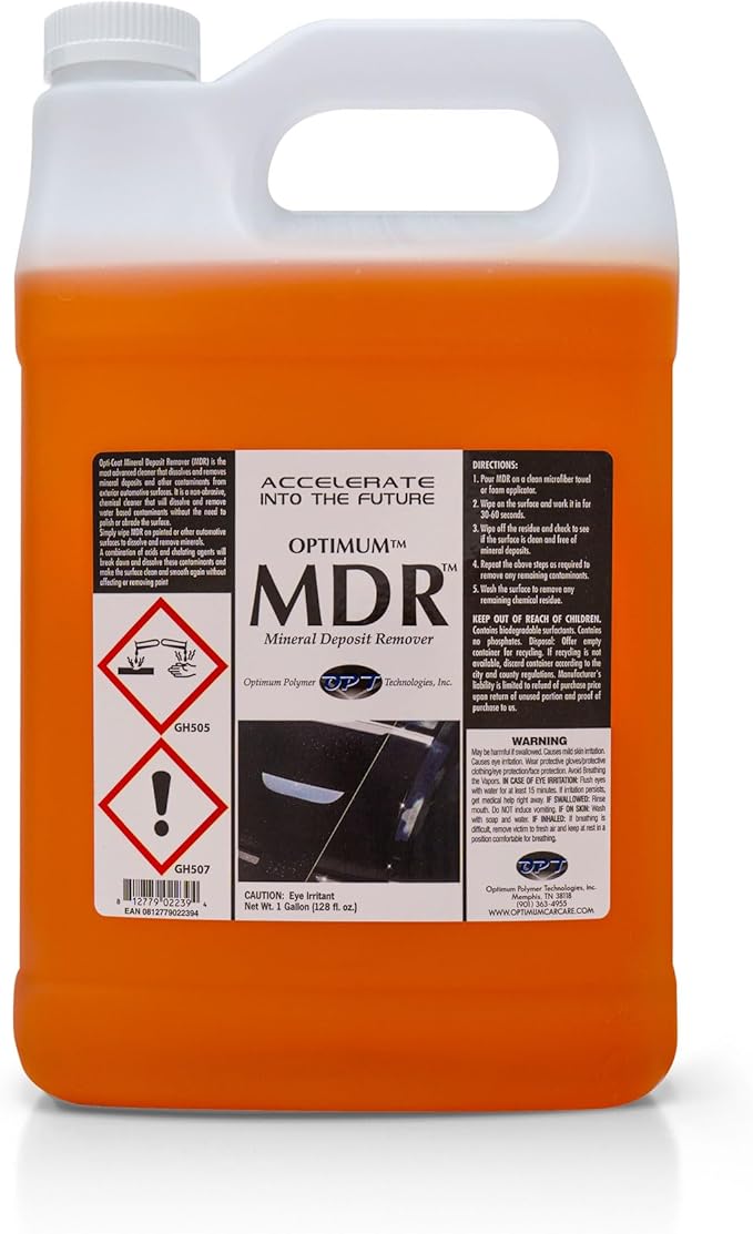 Optimum MDR Mineral Deposit Remover - Removes Stubborn Mineral Deposits, Heavy Duty Water Spot Remover for Cars, Trucks, SUVs, Boats, Motorcycles, and RVs (1 Gallon)