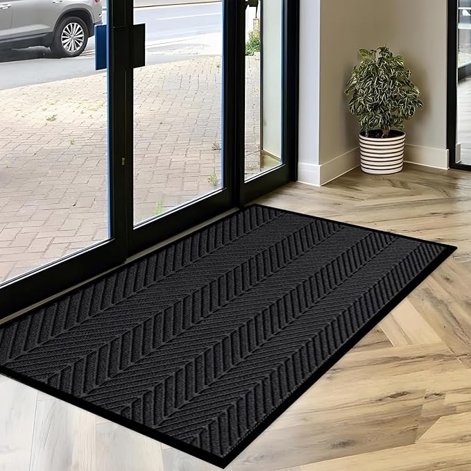 Front Door Mat,4'x6' Indoor Outdoor Entry Mat, Commercial Door Mat Indoor Outdoor Entrance, Heavy Duty Welcome Mat, Rubber Backing Non Slip Doormat for Entryway,Large Industrial Entry Rug
