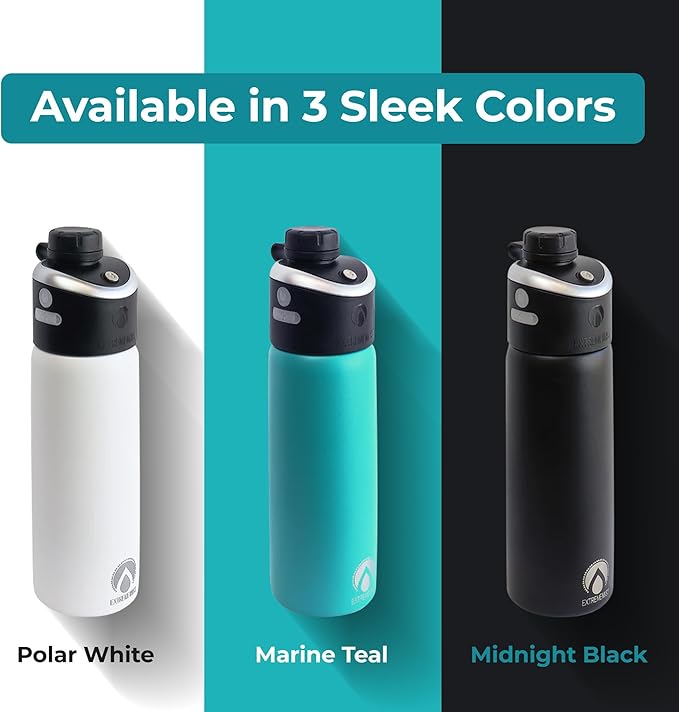 GoMist Misting & Drinking Bottle | Rechargeable Mist & Sip Water Bottle | Quick Charge USB-C Port | 2-Speed Mist Function | Stainless-Steel Double Wall Insulation, 40 oz (Marine Teal)