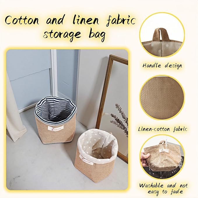 Machine Washable Hemp Cotton Hanging Organizer for Door, Wall & Bedside. Space Saving Storage Pockets, Heavy Duty 15lb Anti-Slip Design for Home & Office (White dot)