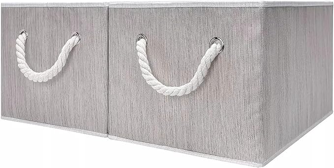 2 Pack Large Storage Baskets for Shelves | Fabric Closet Organizers and Storage Bins with Handles Home Organization | Decorative Collapsible Baskets for Organizing Clothes 16.3"x 12"x 10.24"