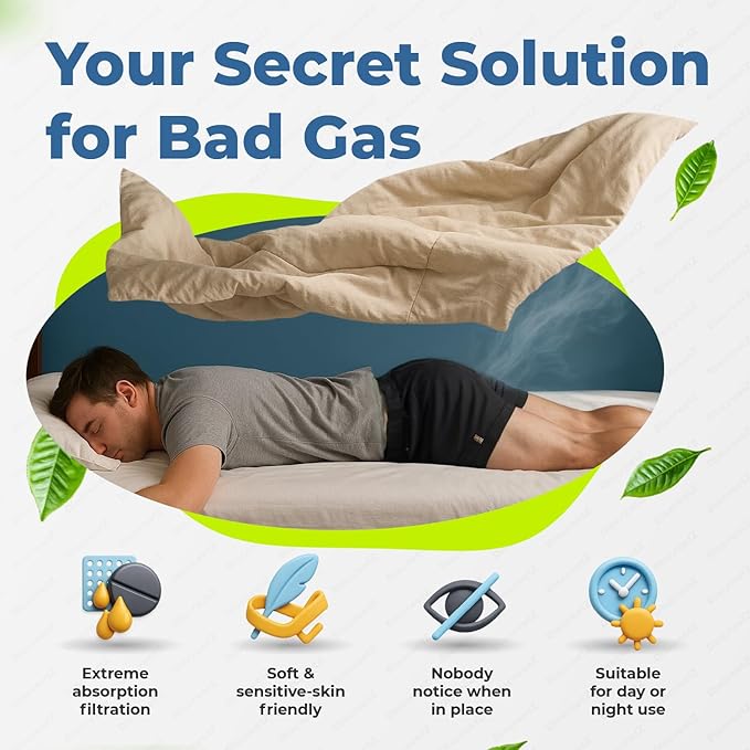 Odor Eliminator for Strong Odor, No Toxic Spray. Men & Women’s Charcoal Odor Absorber, Flatulence Underwear Help. Gas Relief for Adults. Flatulence Pads Silence & Stop Odor Up to 100%. DiscreetZ P-30