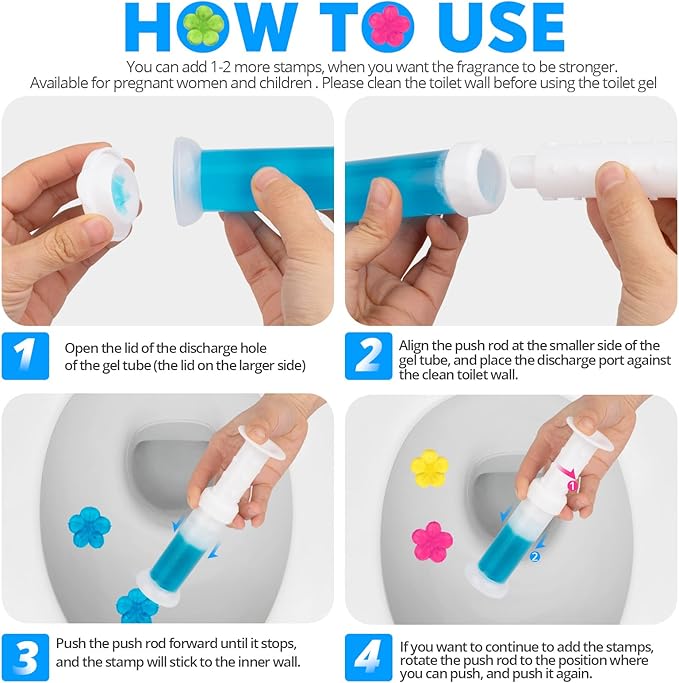 Toilet Gel, 60 Count 5 Kinds Of Scent Toilet Cleaner Bowl Gel Stamp Kit Air Freshener
