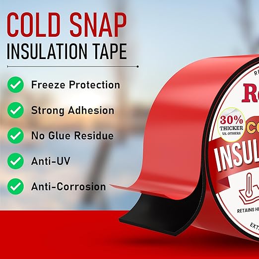 Redford Supply Co. 6 inch x 14 ft, Pipe Insulation, Outdoor Pipe Insulation Wrap for Winter Freeze Protection, Water Line Freeze Protection Foam, Insulated Wrap for Copper Pipes, PVC, AC Line