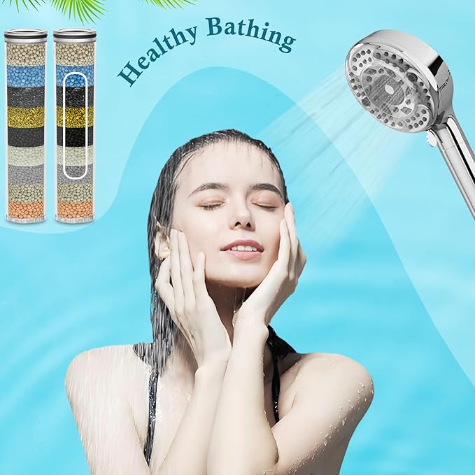 Multi-Stage Shower Filter Replacement Compatible with SunCleanse Shower Handheld, High Pressure 9 Spray, Hard Water High Efficiency Filter,4 Pack