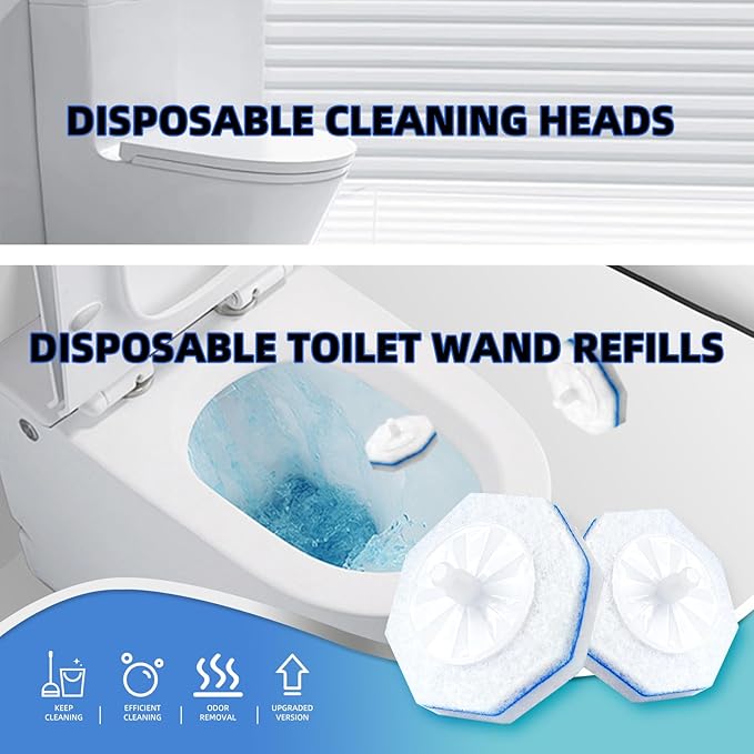 30Pcs Disposable Toilet Wand Refills Compatible with Clorox Toilet Wand. Easy Cleaning Toilet Bowl Fiber Wand Heads Compatible with Most Toilet Brushes