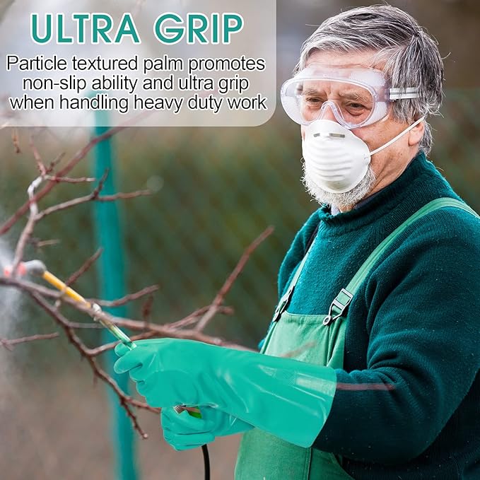 20 Pairs Chemical Resistant Gloves Heavy Duty Thick Nitrile Gloves Bulk for Cleaning, Resist Household Acid, Alkali and Oil (Medium)