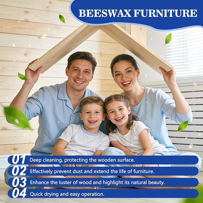Beeswax Gleam Premium Furniture Wax - All-Natural Wood Polish & Conditioner, Waterproof Restorer & Cleaner for Wood Furniture (2 Pcs)