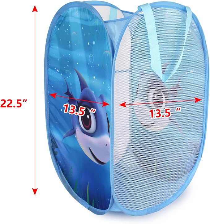 Cute Foldable Laundry Toys Tidy Clothes Socks Basket Storage Bag (Blue Dinosaur)