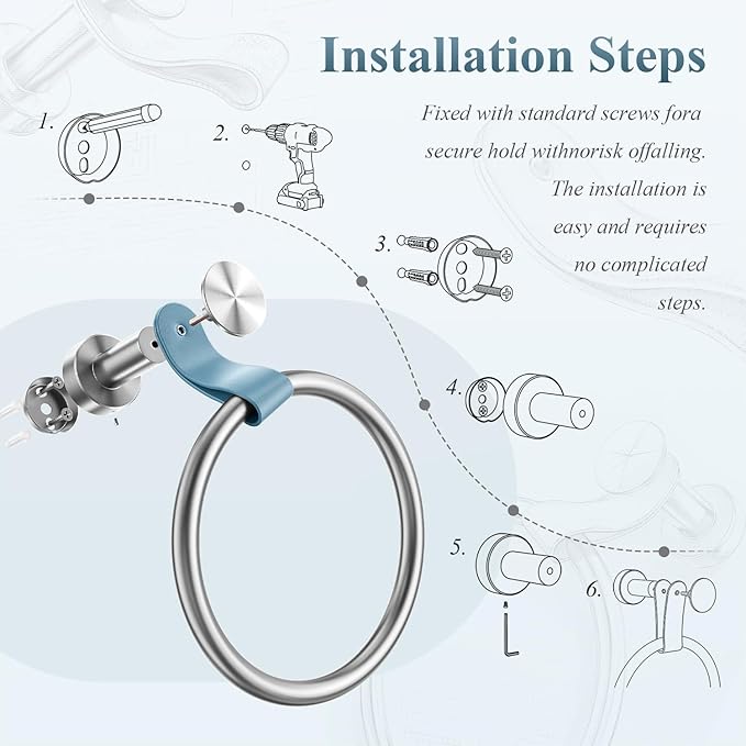 Luxury Handbag-Inspired Towel Ring -Genuine Leather & Silver Accent Hand Towel Holder, Stainless Steel 304, Waterproof & Rustproof - Elegant Hand Towel Holder for Bathroom, Kitchen, Bedroom Organizer