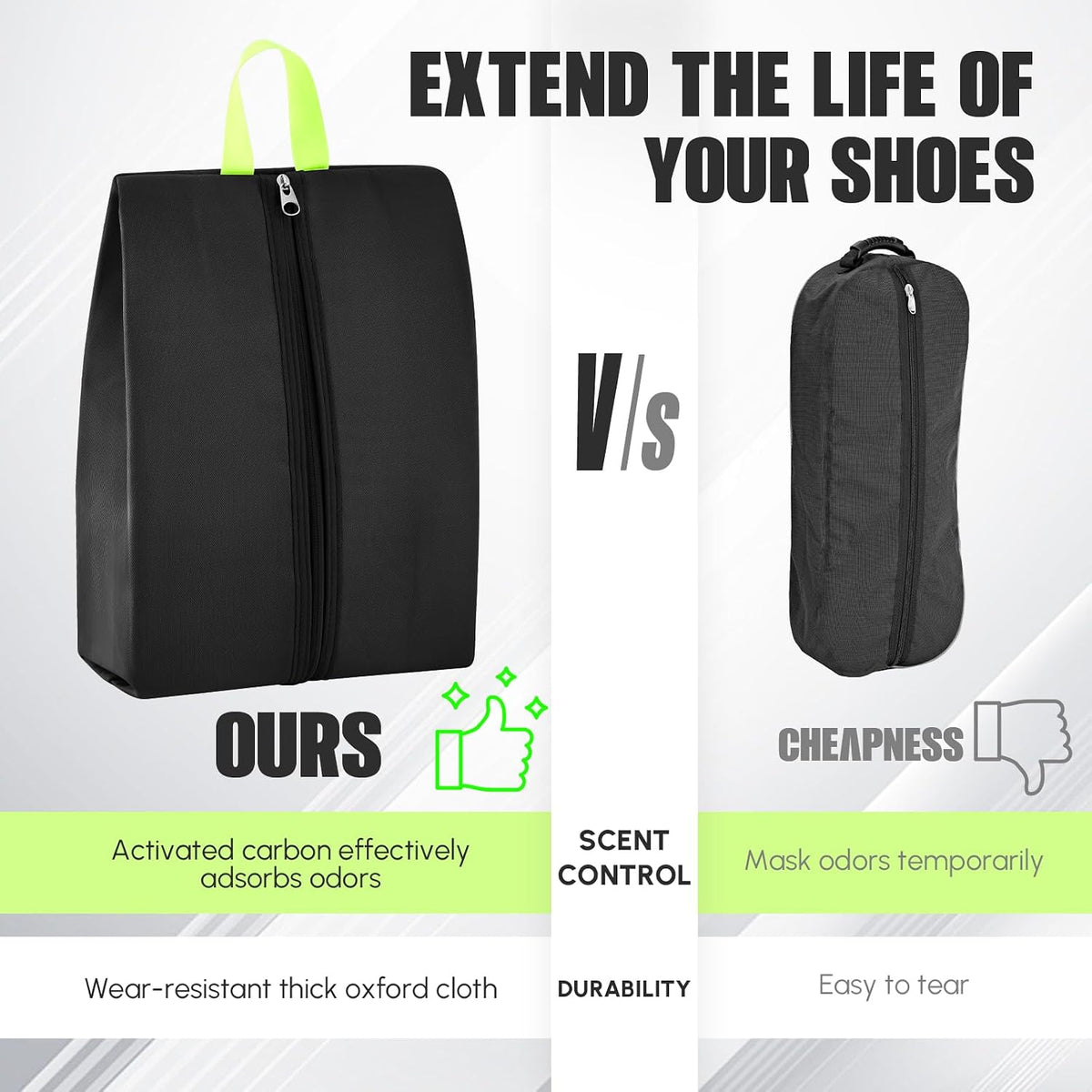 Black Cleat Bag with Activated Charcoal Odor Control