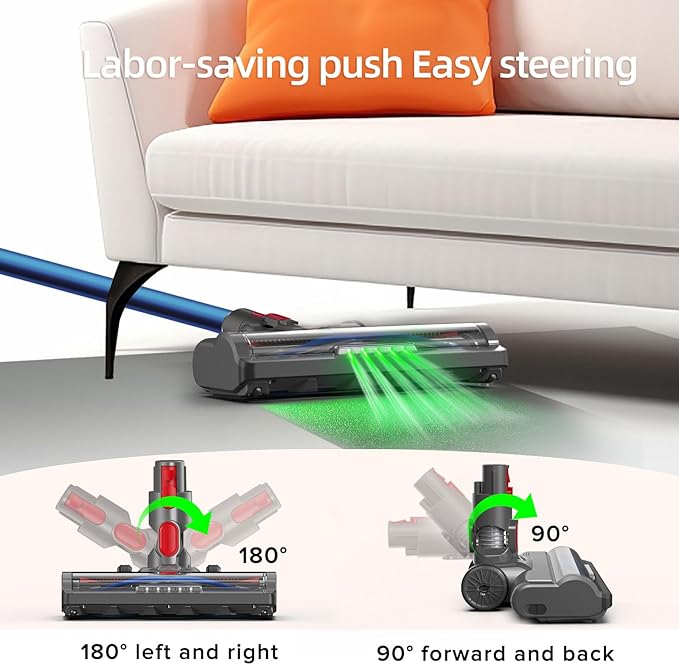 Vacuum Attachment for Dyson V7 V8 V10 V11 V15, SV10 SV11 SV12 SV14 SV15 SV22 SV25 SV27 SV28, Replacement Parts with 5 LEDs, 26cm V-Shaped Bristle Brush, Head Replacement for Carpet, Hardwood Floors