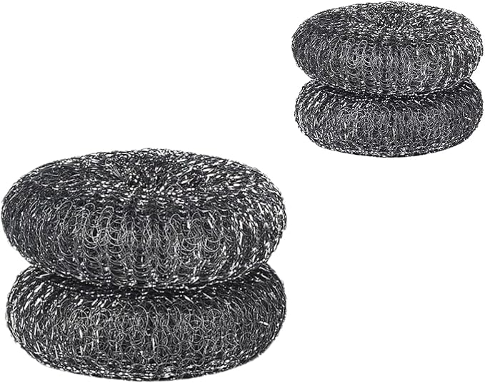 Stainless Steel Steel Wool Pad, Steel Wool Scrubber Refill with Handle, 4 Pieces