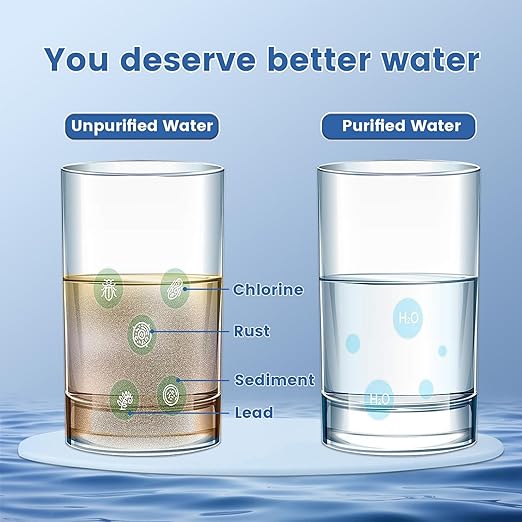 Vortopt Faucet Water Filter for Sink, Mechanical Switch Button,350 Gallon Water Purifier for Sink, NSF Certified to Reduces Chlorine and Bad Taste with One Replacement, T5-Black.