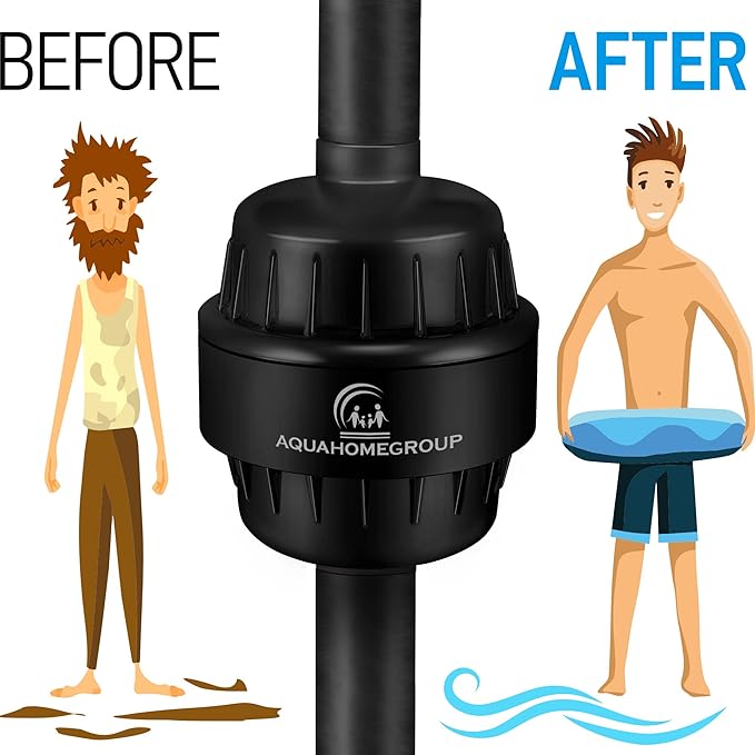 AquaHomeGroup 20 Stage Shower Filter with Vitamin C & E - High Output Shower Water Filter to Remove Chlorine and Fluoride - 2 Cartridges Included -Consistent Water Flow Showerhead Filter