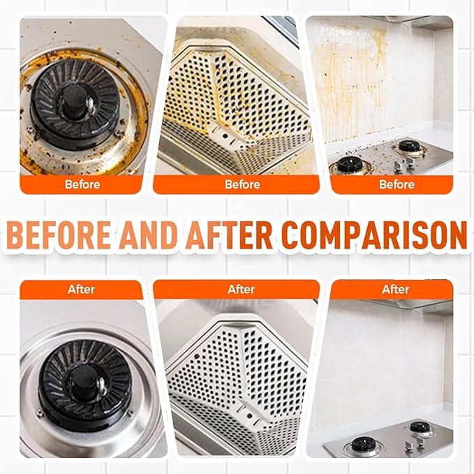 Heavy Duty Degreaser Spray, Multipurpose Foam Cleaner for Kitchen, Oven, Grill & Stovetop, Powerful Oil Stain Remover for Restaurants & Home Chefs, No-Rinse Non-Toxic Formula (3)