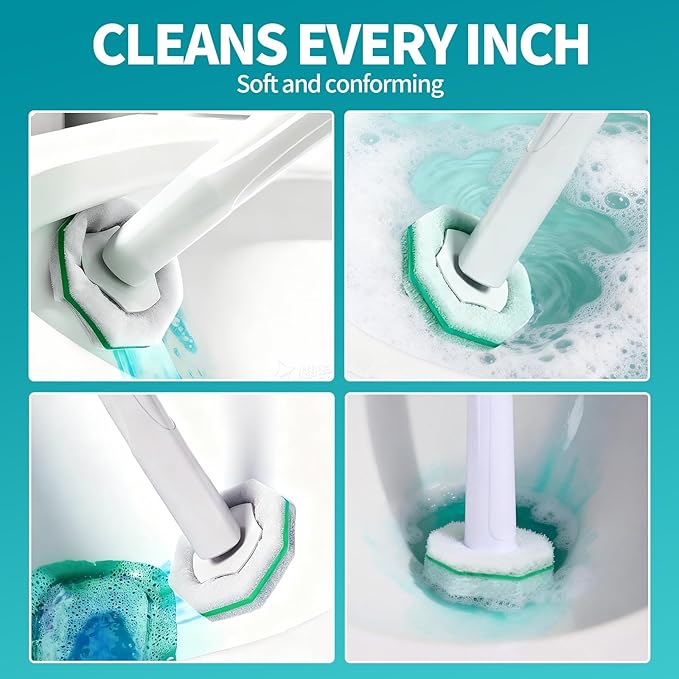 60 Count Toilet Brush Heads, Toilet Wand Refills ,Suitable for Most Disposable Toilet Brushes. Features a Convenient snap-on Design. Both Home and Commercial use.No Falling Apart, Fresh Fragrance