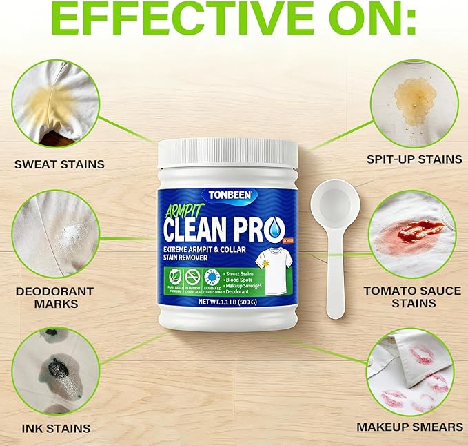 Oxygen Laundry Powder, Sweat & Deodorant Armpit Stain Remover for Clothes, Hyper Concentrated & Suitable for Multi-Stain, Yellow Oil Spot Tough Stain Build Up Remover, Gentle On Fabrics - 500g