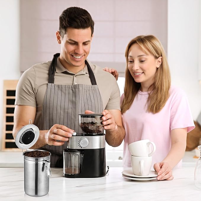 3 Pcs 34 oz Stainless Steel Container with Hygrometer & Humidifier Kitchen Food Storage Jar with Sealed Lid Airtight Coffee Canister for Coffee Bean, Tea, Candy, Snacks, Cereal Storage
