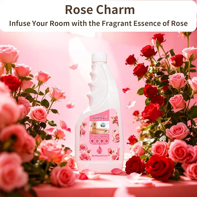 Robot Mop Cleaning Solution Concentrate Compatible with Robot Mops, Wet Dry Vacuums for Roborock, Tineco, Dreame, Narwal, Shark, Bissell Mops, 16.9 FL.oz, Dilution Ratio 1:200, Rose Scent