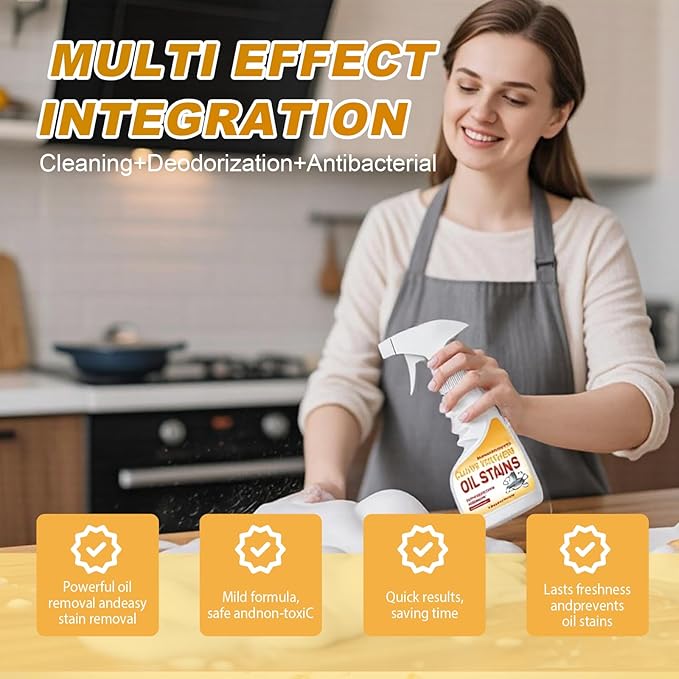 Heavy Oil Stain Cleaner Kitchen, Clean Up Kitchen Oil Stains, 2025 Upgrade Cleaner Spray Degreaser Cleaner, Stain Remover for Pot, Stoves and Range Hoods (2)