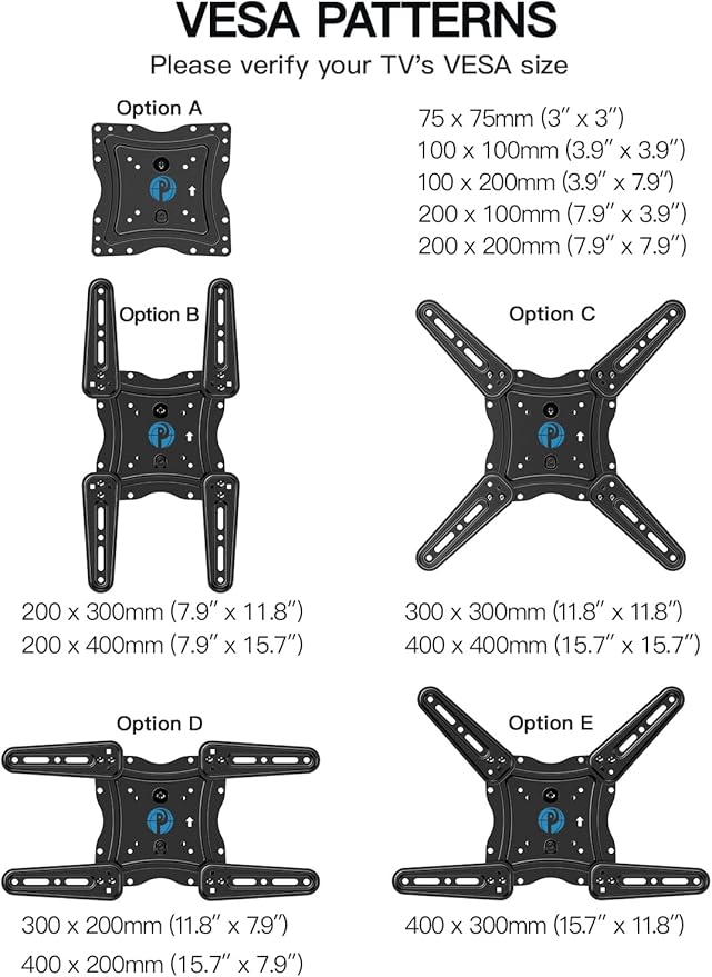 Pipishell Full Motion TV Wall Mount for 26-65 inch Flat or Curved TVs up to 77 lbs, TV Bracket Wall Mount with Articulating Arms, Extension, Tilt, Swivel, Leveling, Max VESA 400x400mm, PIMF7