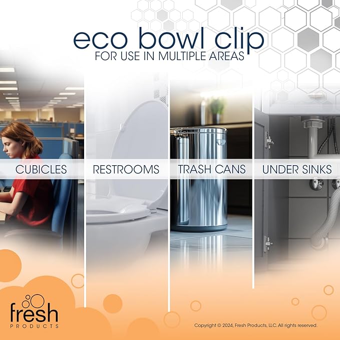Fresh Products Eco Bowl Clip Air Freshener Versatile Design Toilet Freshener Trash Freshener Chemical Free Natural Oils Discreet Lasts 30 Days Made in the USA Citrus 12 pk