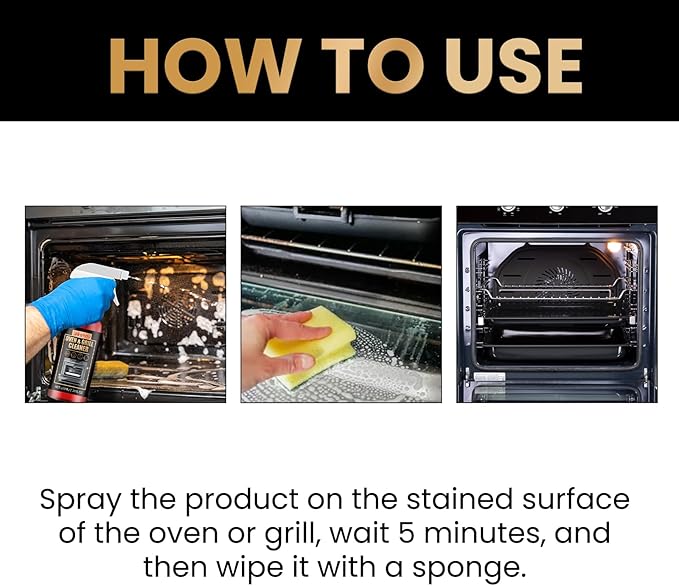 Oven Cleaner Spray Heavy Duty - Foaming Degreaser for Stoves, Grills & Burnt Food | Stainless Steel Safe | Fast 5-Min Clean