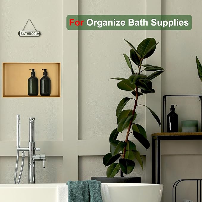 Shower Niche, Stainless Steel Elegant Bathroom Niche, No Tile Needed Recessed Shower Shelf Organizer for Storage