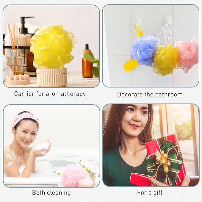 Sunnyray 200 Pcs Loofahs Bulk Bath Sponge Shower Luffas Exfoliating Body Scrubber Packs Soft Mesh Loofahs Balls Travel Cleaning Wash Puff Bathing Accessories for Women Men, 20g (Assorted Colors)