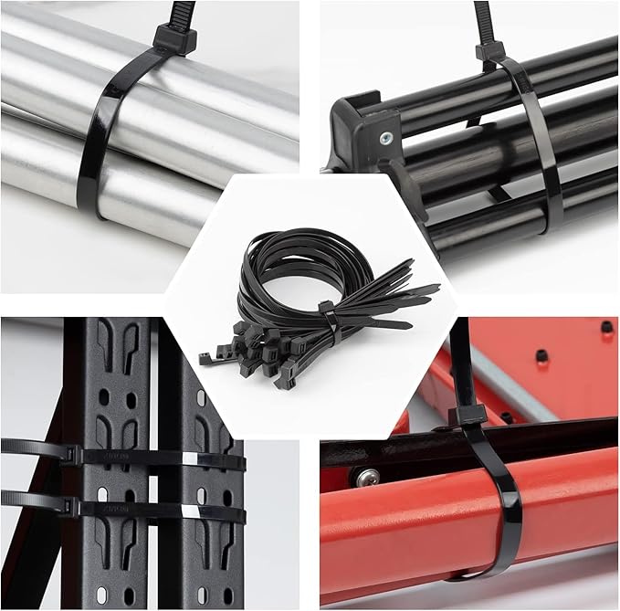 XINGO 24 Inch Black Large Zip Ties Heavy Duty 500 Pack, 200 LBS Ultra Strong Plastic Wire Ties, Large Cable Ties Extra Long Tie Wraps, Indoor and Outdoor UV Resistant
