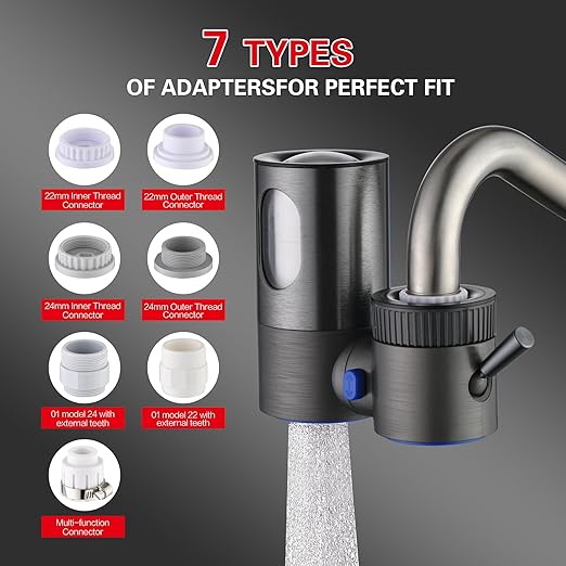 sumerain Lead-Reducing Water Filter for Sink Faucet, Vertical Faucet Mount Water Filtration System, Reduces 99% Chlorine & Heavy Metals-No Tools Installation